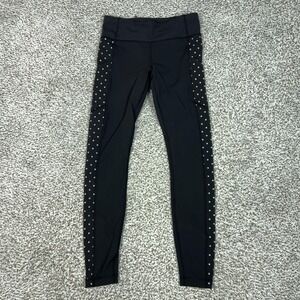Lululemon Pants Womens 6 Black Ankle Leggings Polka Dot Pockets Run Gym Yoga